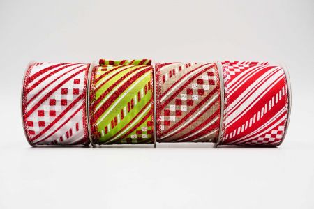 Retro Slant Stripes Wired Ribbon - Retro Slant Stripes Wired Ribbon